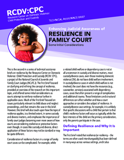 Judicial Awareness of Resilience in Family Court: Some Initial Considerations Cover